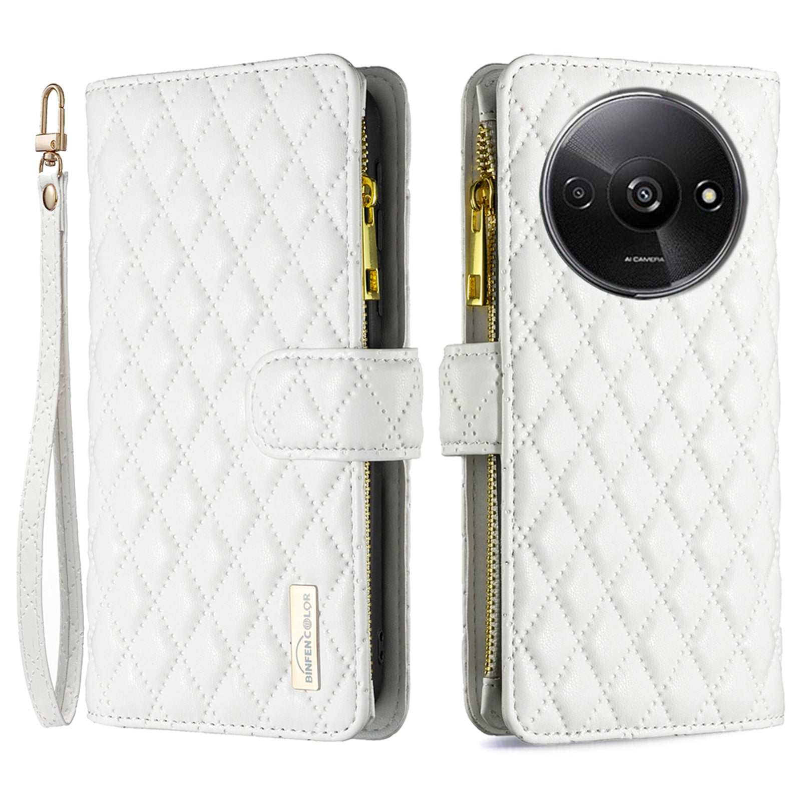 BINFEN COLOR BF Style-15 For Xiaomi Redmi A3 / Poco C61 4G Case Zipper Flip Shockproof Leather Phone Cover BINFEN COLOR BF Style-15 For Xiaomi Redmi A3 / Poco C61 4G Case Zipper Flip Shockproof Leather Phone Cover